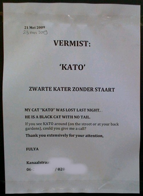 Kato wordt vermist