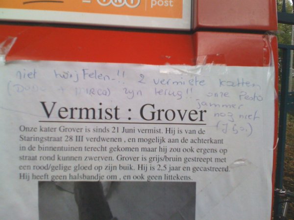 Vermist poezels worden ook gevonden!